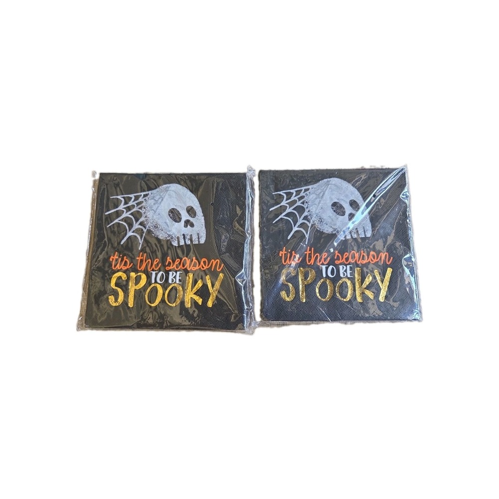 Mud Pie Halloween Napkins 2 Pks 24 Cocktail Napkins Spooky Skull Skeleton New